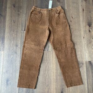NWT. Bagatelle Women’s Brown Suede Leather Pants Slacks- Vintage 90s 8P